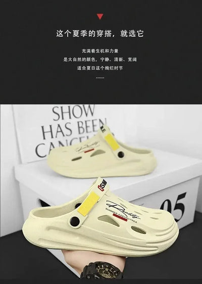 2025 New Men's Clogs Slippers Sandal Men Garden Shoes Flat Sandals Male Sneakers Outdoor Home Clogs Slides Men Summer Shoes - Elanique