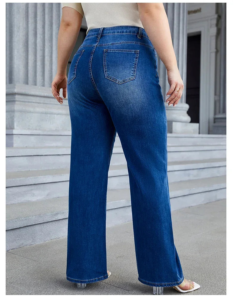 Plus Size Wide Leg Jeans for Women High Waist Baggy Women Jeans High Stretchy Straight Women Jeans Denim Pants Straight Loose