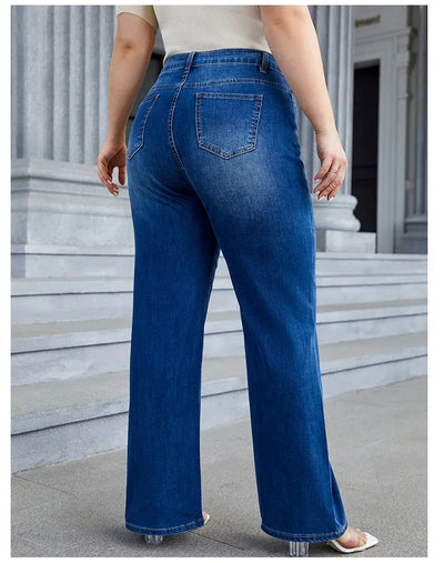 Plus Size Wide Leg Jeans for Women High Waist Baggy Women Jeans High Stretchy Straight Women Jeans Denim Pants Straight Loose