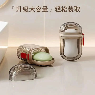 Soap Dish with Drain WaterLuxury Travel Soap Case Sealed Portable Container Mini Soap Box Compact Storage for Business Trips