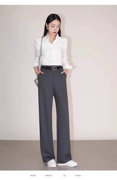 Suit Wide-Leg Pants for Women High Waist Temperament Drooping Wide-Leg Pants 2024 Spring New Loose Casual Trousers Ins
