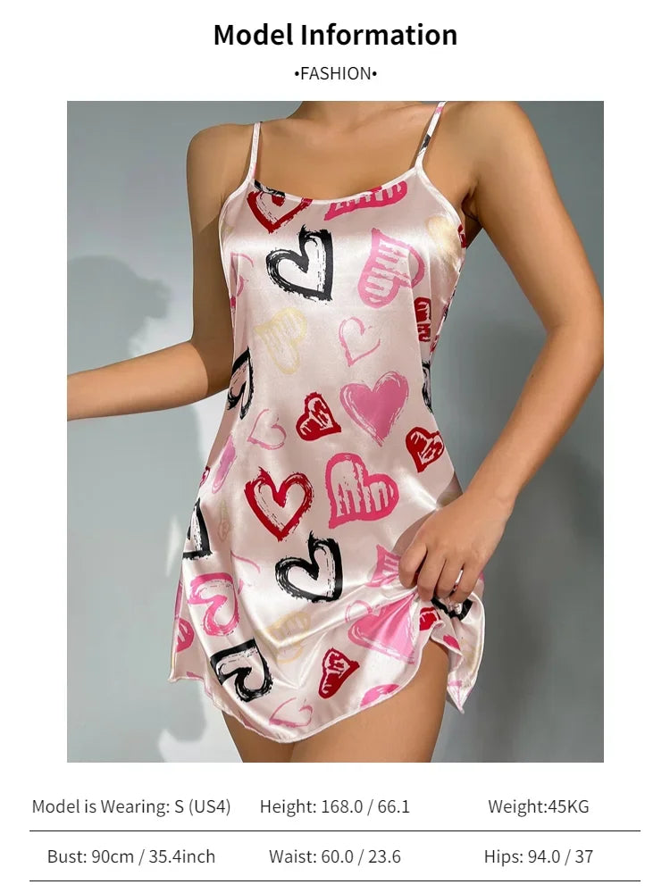 Women Nightdress Sexy Sleepwear Pajamas Nightgowns Slip Skirt Loungewear Nightie Ladies Summer Casual Home Clothes Pyjama Femme