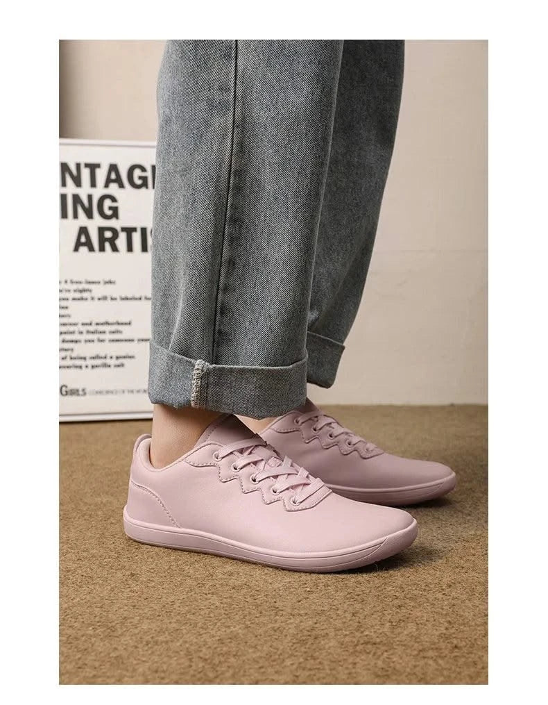 Women Shoes Wide Barefoot Shoes for Women Minimalist Split Leather Casual Shoes Comfortable Pink White Shoes Walking Sneakers