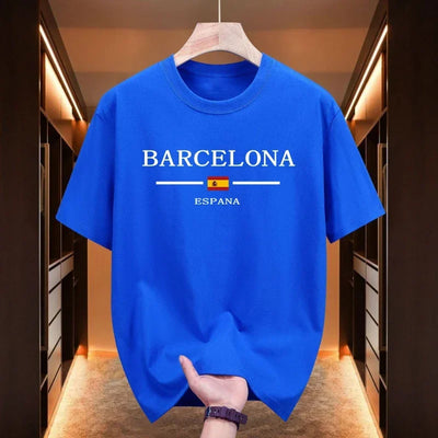 Barcelona Printed T-shirts for Men High Quality 100% Cotton O-neck Short Sleeve Tops Home Outdoor Casual Soft Tees Men's Clothes