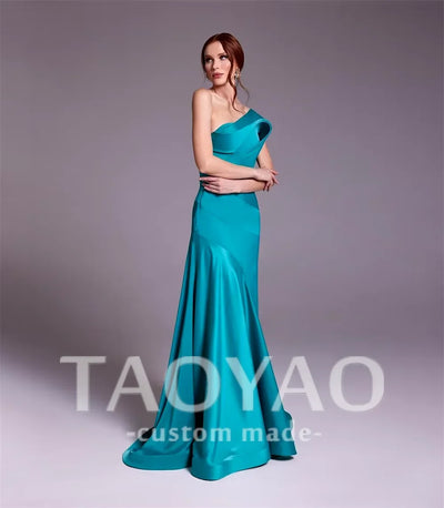 High Quality Mermaid One-shoulder Sheath Cocktail Fold Draped S Occasion Evening Gown vestidos de fiesta para mujer Customized