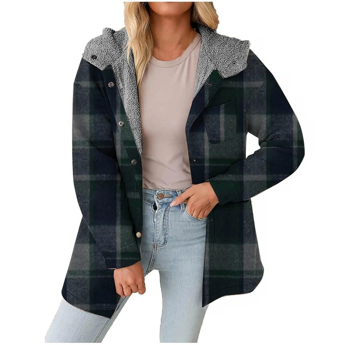 Women Chic Jackets Autumn Winter Lapel Patchwork Coats Casual Office Jacket