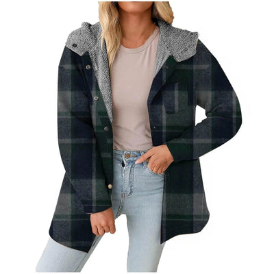 Women Chic Jackets Autumn Winter Lapel Patchwork Coats Casual Office Jacket