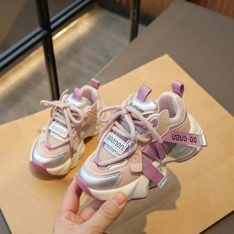 Children's Sports Shoes 2024 Spring and Autumn New Girls Fashion Casual Wear-Resistant Student Mesh Breathable Running Shoes