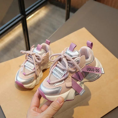 Children's Sports Shoes 2024 Spring and Autumn New Girls Fashion Casual Wear-Resistant Student Mesh Breathable Running Shoes