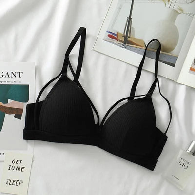 Cotton Bra For Women Push Up Bralette Sexy Lingerie Deep V Backless Comfort Small Breast Thin Pad Bra Female Cotton Underwear