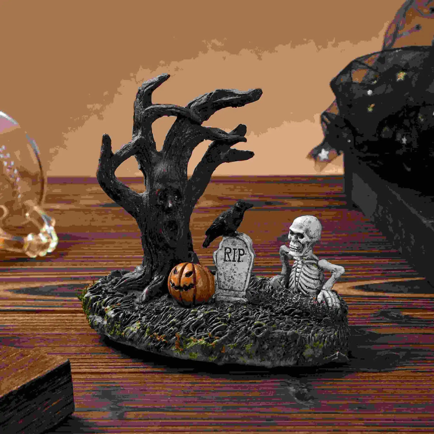 New Halloween Decoration Landscape Resin Ornaments Creative Ghost Festival Withered Tree Home Desktop Decor