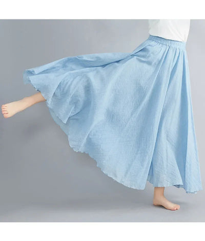 Fashion Cotton Linen Clothes Women Skirts Maxi Y2k Elegant Beach Saia Ropa Mujer Casual Vestido Boho Long Skirt Faldas Harajuku