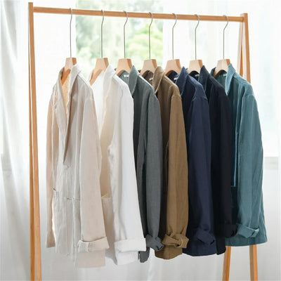 men's Blazers Linen and Cotton Casual men clothing fashion 2024 Spring Autumn Solid Tops for Young men loose Suit Coat