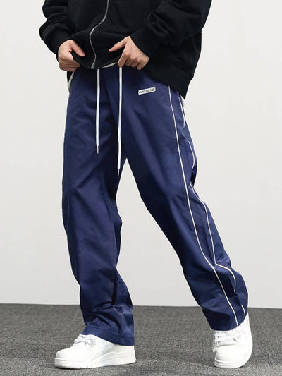 Men's New Woven Trousers High Street Trend Retro Casual Cuff Long Pants