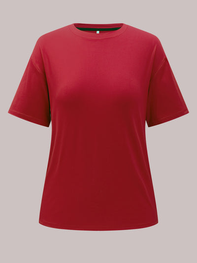 Solid Crew Neck T-shirt, Casual Short Sleeve Loose T-Shirt For Spring & Summer, Women's Clothing