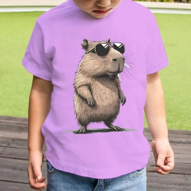 Cartoon 3D Capybara Print Kids Clothes Boys Tshirt Short Sleeve Children Summer Clothes Casual Harajuku Girl Clothes O-Neck Tops