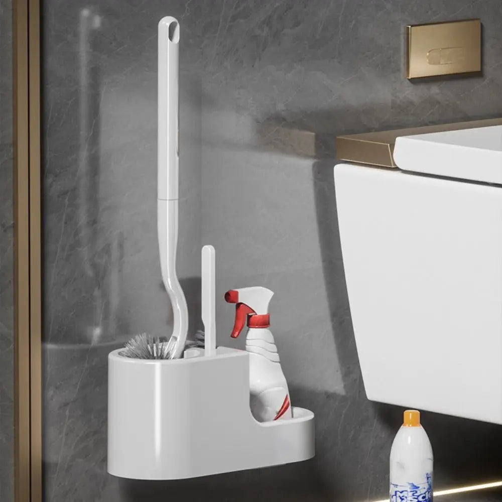 Cleaning Tools Long Handle Toilet Brush Set Wall Mounted Hanging Hole Cleaning Brush Durable Toilet Scrubber Bathroom