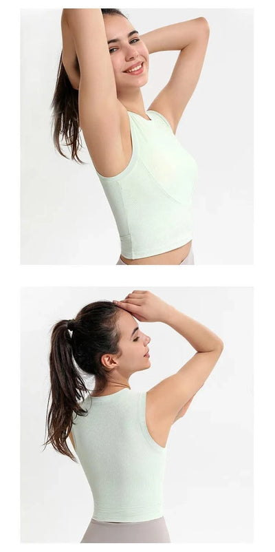 Women's Racerback Sports Bras with Padded - Summer Sleeveless Yoga Top Fitness Workout Running Shirt Breathable Quick Dry Vest