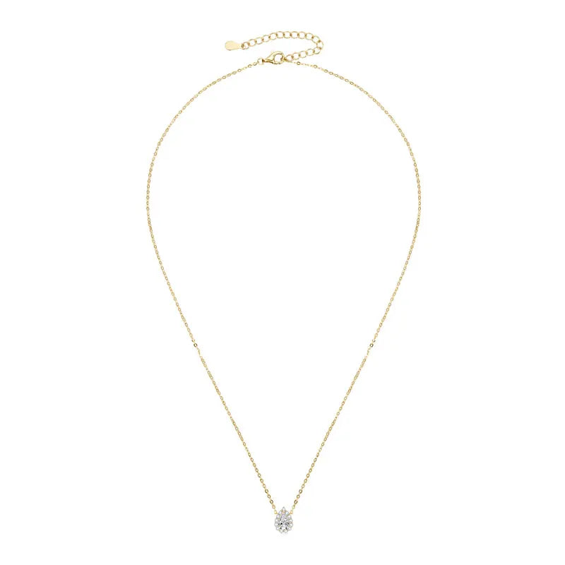 S925 Teardrop Necklace 1.0CT Pear Cut D Moissanite Pendant Necklaces for Women 925 Silver Adjustable Chain GRA Certified Jewelry