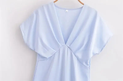 Women's 2025 New Dresses Summer Elegant Fashion Slim V-neck Street Holiday Long Dress Young Women Chic Comfortable Dress
