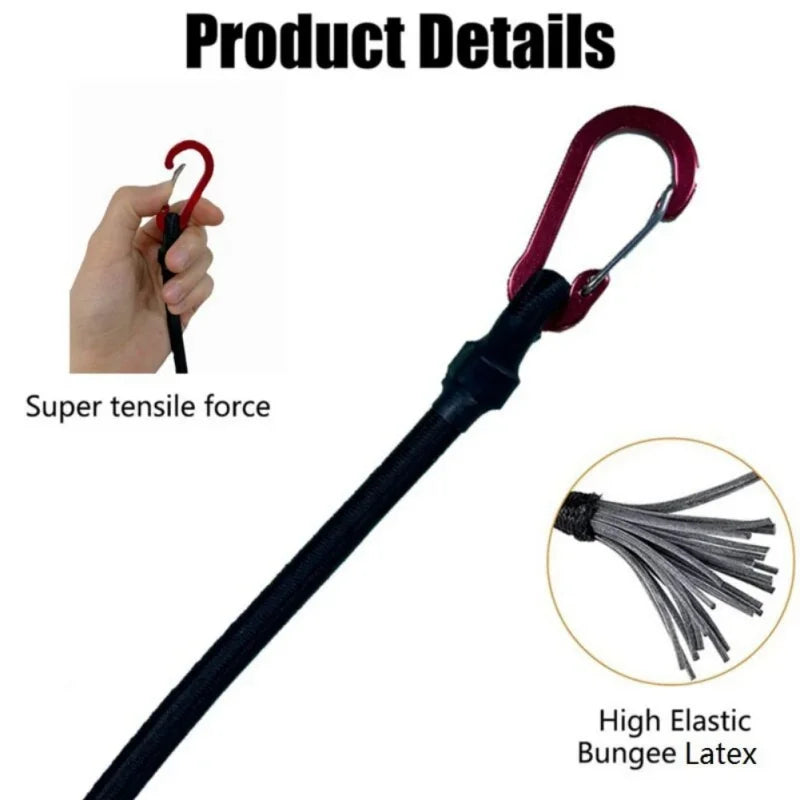 1PC Elastic Tie Rope Mountaineering Buckle Hook Canoe Bike Luggage Packaging Rope Camping Accessories