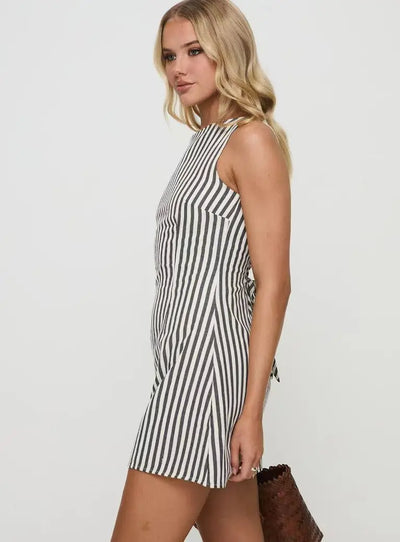 Summer New Dresses For Women Casual Fashion Striped Print Dress Crew Neck Sleeveless Vestido Mujer Dress Elegante Women Clothing