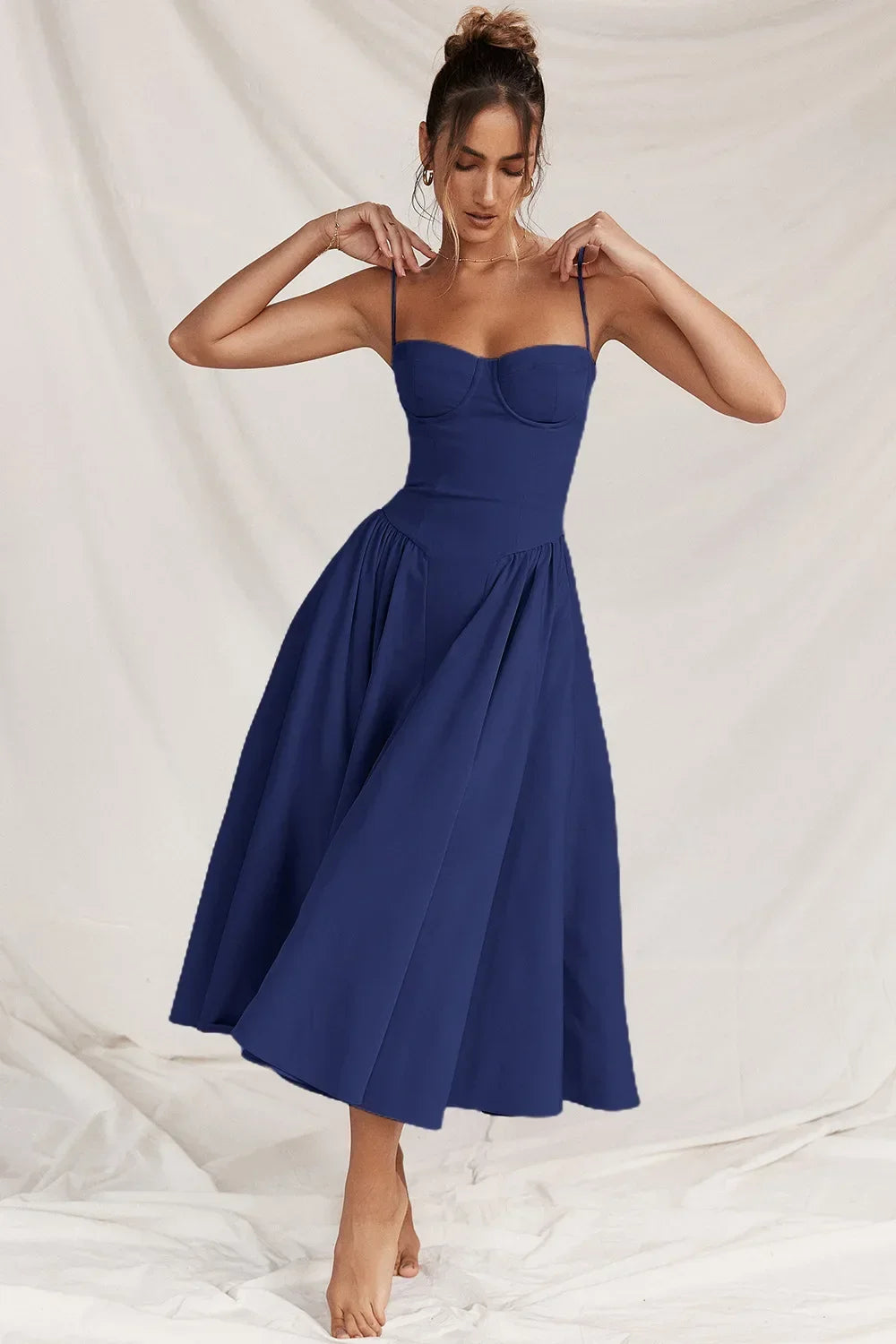 Summer Long Dresses for Women French Retro Spaghetti Straps Dress Corset Slim Sexy Elegant Classy Flower Print  Backless Dresses