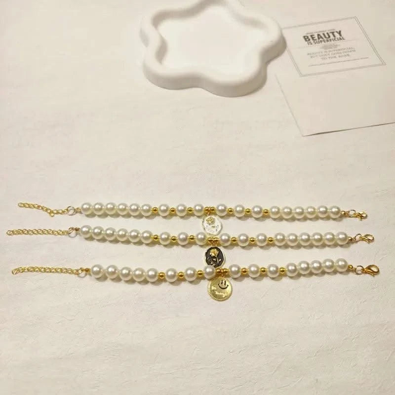 Pet Collar Adjustable Pearl Cat Collars Cute Rose Flower Kitten Puppy Necklace Pet Product Cat Dog Accessories