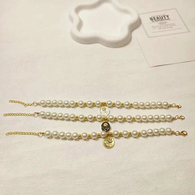 Pet Collar Adjustable Pearl Cat Collars Cute Rose Flower Kitten Puppy Necklace Pet Product Cat Dog Accessories