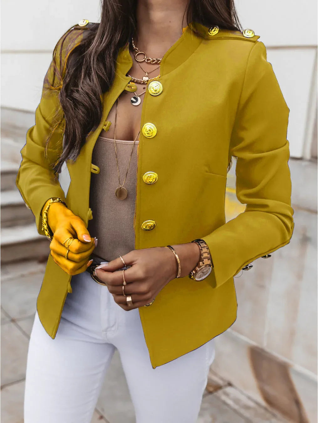 Women's Blazers Long-sleeved Suit Tops Fashion Slim Buttons Casual Sblazer Street Office Coats for Female
