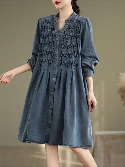 Denim Oversized Autumn Winter Long Sleeve Coat Women Ruffle Fashion Loose Pleated Ladies Jackets Retro Woman Jackets Coats