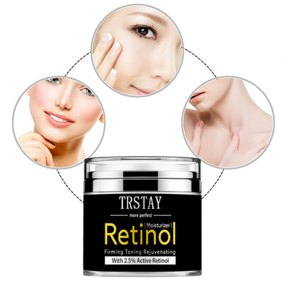 Retinol firming and refreshing face cream, mild and non irritating, smoothes wrinkles, reduces fine lines and makes skin soft