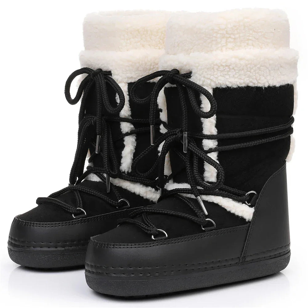 Snow Boots for Women Hairy Fuzzy Fluffy Furry Fur Boots 2025 Winter Boots for Women Waterprrof Pink Black White Fur Snow Boots