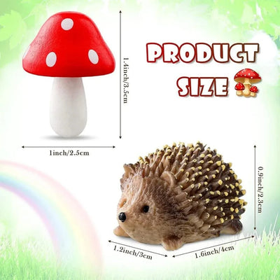 Garden accessories resin hedgehog and wooden mushroom miniature garden accessories bonsai micro landscape decoration