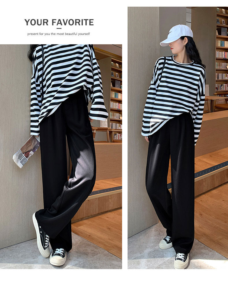 Women Wide Leg Pants Spring Summer Casual Straight OL Style Loose Suits Pant Female Solid Size S-4XL Long Trousers