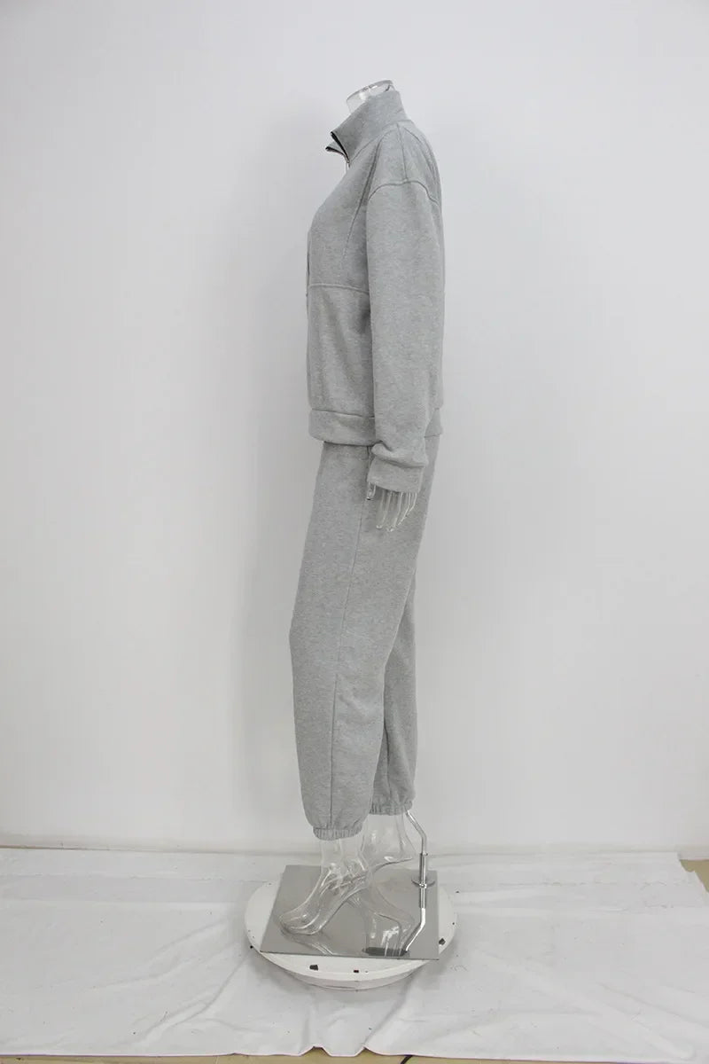 Autumn Winter Women Tracksuits Two Piece Outfits Fleece Lined Zipper Sweatshirt High Waist Pants Sets Female Sport Suits 2024