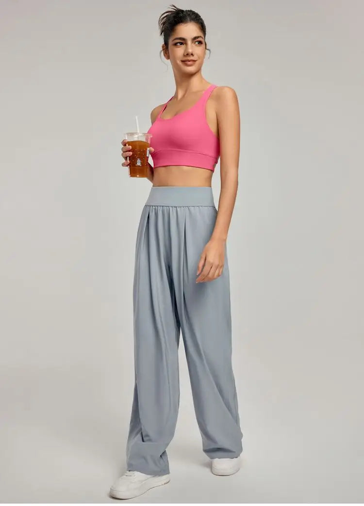Women pants  Wide Leg High Waist Loose Trousers Summer Casual Yoga Pants  Draping Breathable Gym Lounge Pants Woman clothing