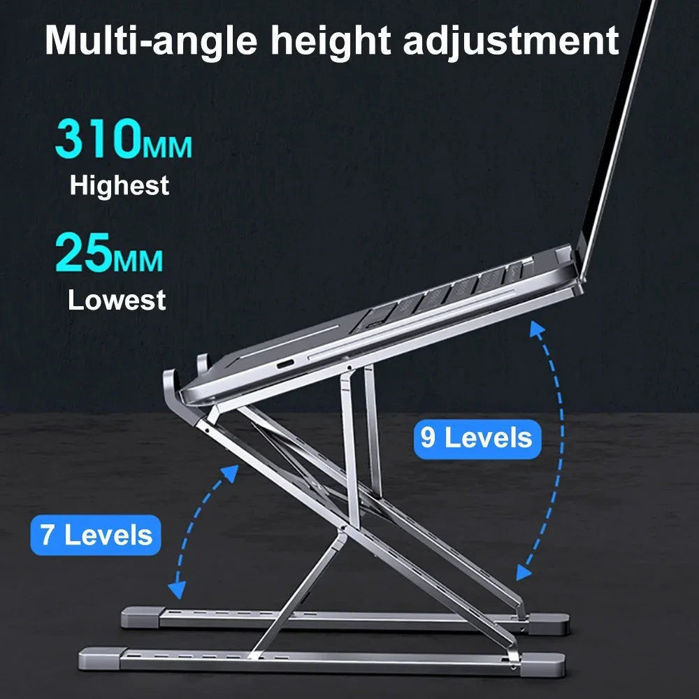 Adjustable Aluminum Alloy Laptop Stand Portable Folding Bracket for Notebook Tablet Computer Lifting Cooling Holder