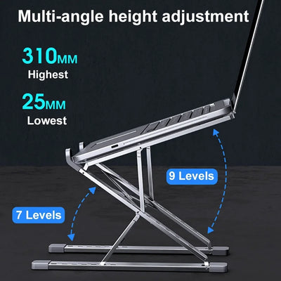 Adjustable Aluminum Alloy Laptop Stand Portable Folding Bracket for Notebook Tablet Computer Lifting Cooling Holder