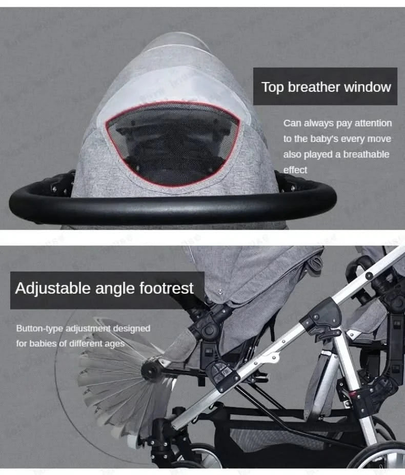 Twin Baby Stroller  Foldable, Two-way  Multifunctional Twin Baby Stroller,High View Baby Stroller Adjustable Armrests