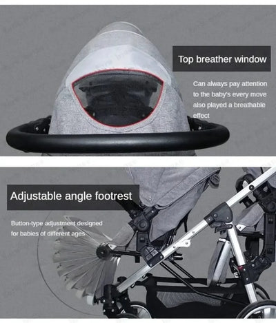 Twin Baby Stroller  Foldable, Two-way  Multifunctional Twin Baby Stroller,High View Baby Stroller Adjustable Armrests
