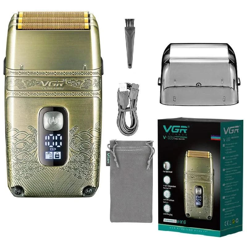 VGR Metal Wet Dry Electric Shaver For Men Rechargeable Hair Beard Electric Razor Washable Facial Shaving Machine For Bald Head