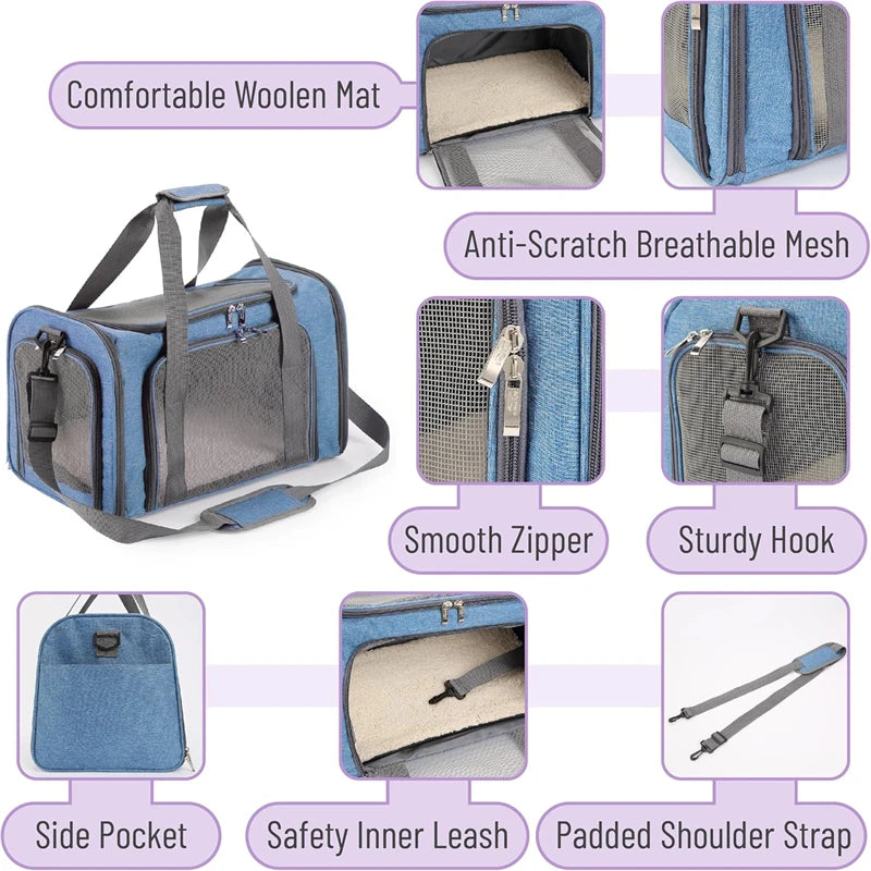 1 PCS Portable Wheeled Pet Carrier For 2 Large Cats Double Compartment Rolling Cat Travel Carrier For Two Pets