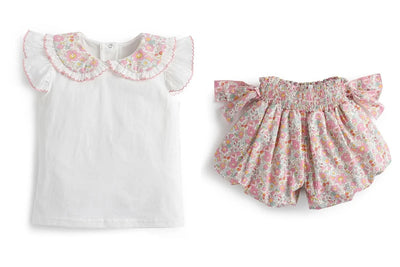 Summer Clothes Set for Baby Girls Kids Kawaii Vest Tops and Floral Printed Butt Pants Children Korean Style Casual Playwear