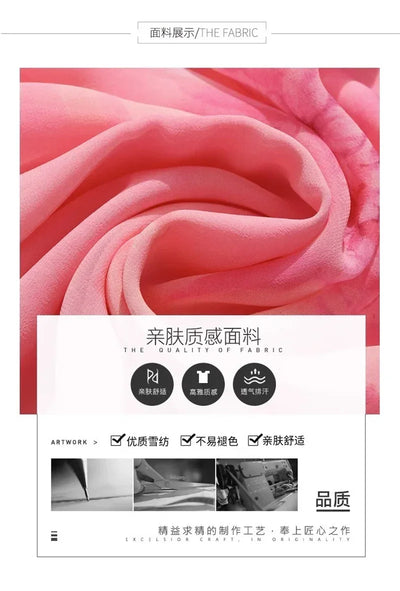 Women's Summer Dress 2025 New Fashion Printed Pink Chiffon Dress O-neck Short Sleeved Long Party Dresses Elegant Women Vestidos