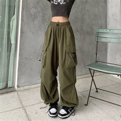 Pockets Cargo Pants Women Outdoors High Waist Cool Outwear Baggy Tactical Trouser Fashion Hip Hop Joggers Trousers Female Pants
