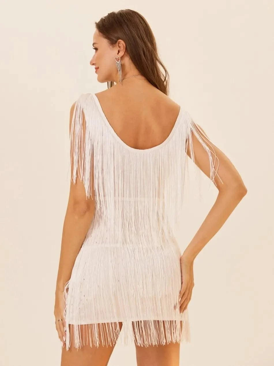Summer Dress for Women Clothing Short Skirt European and American New Solid Sleeveless Tassel Dance Skirt Dresses Women