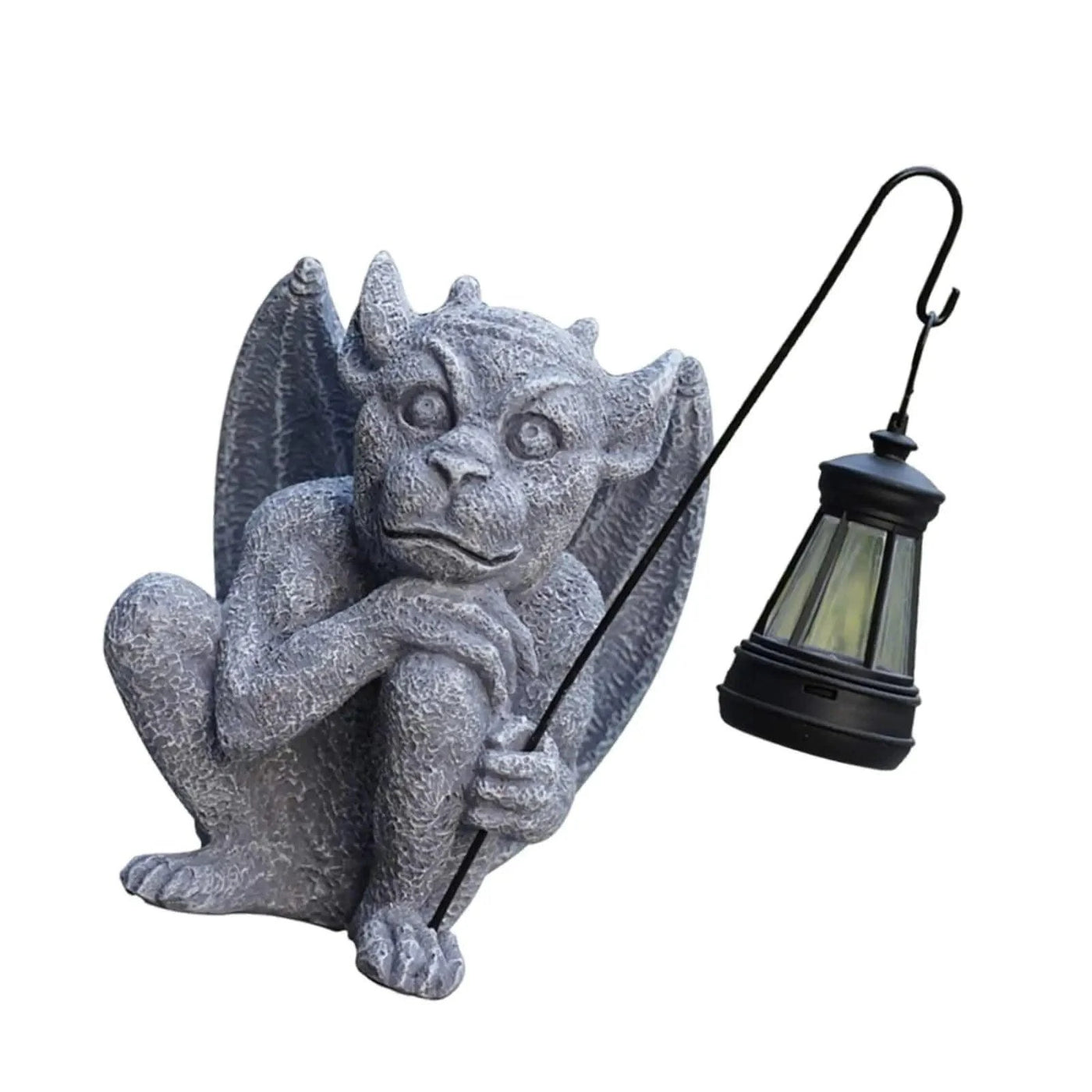 Garden Gargoyle Statue with Solar Light Scary Figurine Weatherproof Sculpture Ornament for Balcony Lawn Walkway Backyard Gift