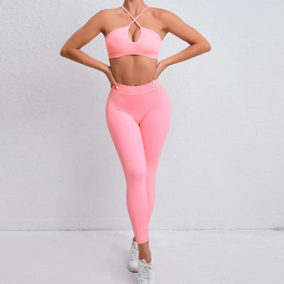 2PCS Athletic Wear Yoga Women's Tracksuit  Fitness Yoga Sets Sportswear Workout Bra+High Waist Leggings Gym Clothing Sports