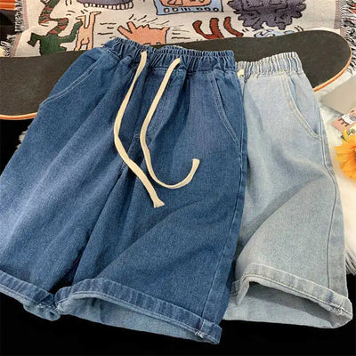 Summer men's seven inch jeans fashion design men's jeans slim fit straight leg short jeans casual loose wide leg denim shorts